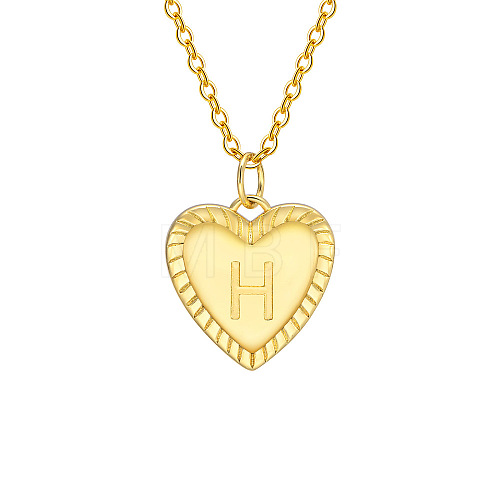 Golden Tone Brass Cable Chain Letter Heart Pendant Necklaces for Women PW-WG67FD6-08-1