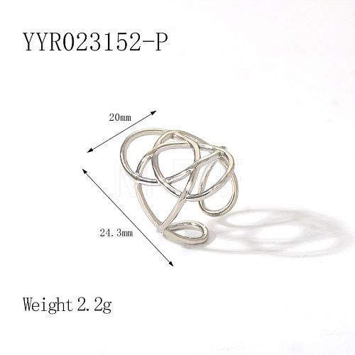 Vintage Stainless Steel Open Cuff Rings Simple Luxury Fashion Accessory DJ6365-2-1