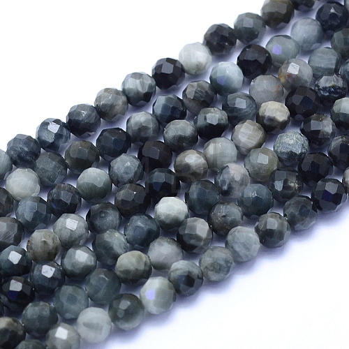 Natural Hawk's Eye Beads Strands G-I279-E14-03-1