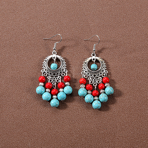 Bohemian tassel turquoise earrings JU8957-14-1