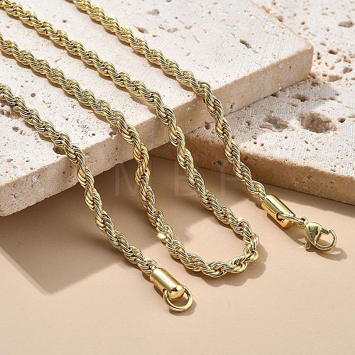 Brass Rope Chain Necklaces for Men Women NJEW-G160-09G-1