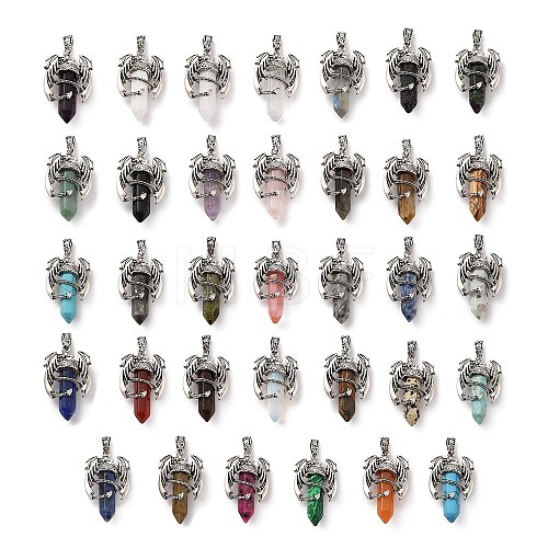 Natural & Synthetic Mixed Gemstone Pointed Pendants G-B042-04P-1