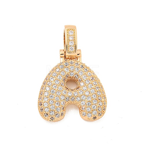 Brass Micro Pave Clear Cubic Zirconia Pendants KK-B099-01G-A-1