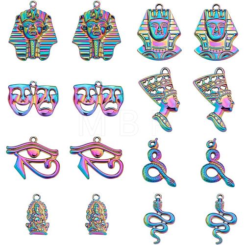 16Pcs 8 Style Plated Alloy Pendants FIND-CA0005-90-1