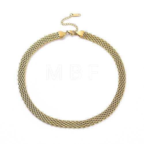 304 Stainless Steel Mesh Chain Necklace for Men Women NJEW-P271-02G-1