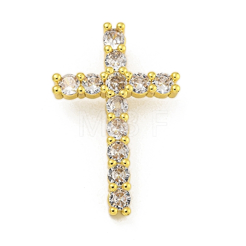 Rack Plating Brass Micro Pave Cubic Zirconia Pendants KK-C074-25G-02-1