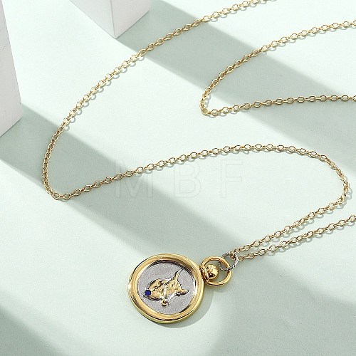 Brass Twelve Constellations Tarot Pendant Necklaces NJEW-Q006-01D-G-1