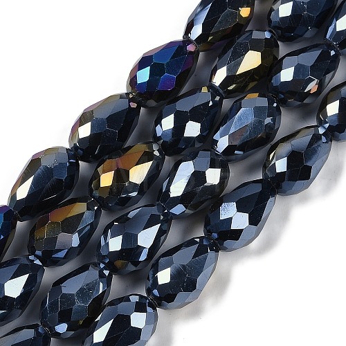 Opaque Solid Color Electroplate Glass Beads Strands EGLA-N013-P10mm-B01-1