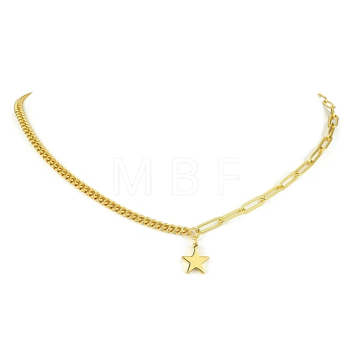 Brass Pendant Necklaces with Curb & Paperclip Chains NJEW-JN04608-03-1