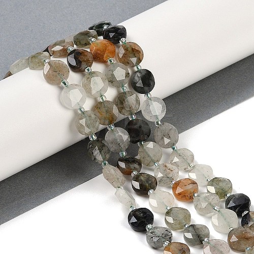 Natural Green Rutilated Quartz Beads Strands G-C116-A24-01-1