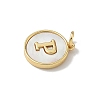 Brass Pave Natural Shell Flat Round with Letter Charms KK-Z115-13G-P-2