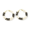 Porcelain Beaded Huggie Hoop Earrings for Women X1-EJEW-C003-01A-RS-1