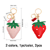 2Pcs 2 Colors PU Leather Strawberry Pendant Keychain KEYC-CA0001-46-2