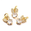 Brass Micro Pave Cubic Zirconia Charms KK-A156-06G-RS-2