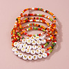 6Pcs 6 Styles Bohemian Handmade Word Resin & Plastic Colorful Glass Beaded Friendship Stretch Bracelets for Men Women PI5207-1-2