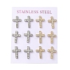 Ion Plating(IP) 304 Stainless Steel Cross Stud Earrings EJEW-C099-10PG-1