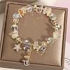 Alloy Rhinestone Star Charm Glass Beaded Stretch Bracelets for Women WG1458C-01-1