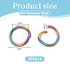 200Pcs 304 Stainless Steel Open Jump Rings STAS-PH0007-66-2