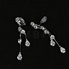 Brass Clear Cubic Zirconia Teardrop Tassel Clip-on Earrings FS-WG0D253-01-1