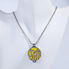 Alloy Heart Flower Hollow Diffuser Locket Pendant Necklaces with Yellow Plush Aromatherapy Pad Inside KF6005-1