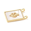 Brass Pave Natural White Shell Pendants KK-S522-02A-G-2