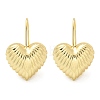 Textured Heart Brass Dangle Earrings EJEW-B132-04G-4