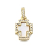 Brass Micro Pave Clear Cubic Zirconia Cross Pendants X-KK-V010-31G-1