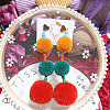Round Polyester Dangle Stud Earrings FS-WG4E95A-01-1