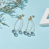 Clear Glass Teardrop Tassel Chandelier Earrings EJEW-TA00154-2