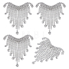 4Pcs Crystal Rhinestone Tassel Heart Shoulder Badge JEWB-CA0001-23-1
