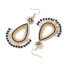 Handmade Seed Beads with Synthetic Blue Spinel Dangle Earrings EJEW-MZ00139-3