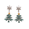 Christmas Tree with Snowflake Alloy Rhinestone Dangle Stud Earrings FS-WGD6521-05-3