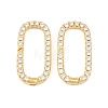 Oval Brass Micro Pave Clear Cubic Zirconia Spring Gate Rings KK-C162-093G-1