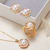 Brass Micro Pave Clear Cubic Zirconia Pendant Necklaces & Stud Earrings & Rings Sets WG2C5C9-03-1