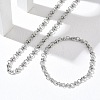 304 Stainless Steel Bar & Ring Link Chain Necklaces &  Bracelets Sets SJEW-D091-10P-1