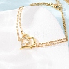 Brass Micro Pave Clear Cubic Zirconia Cable Chain Double Layers Bracelets BJEW-C155-02G-2