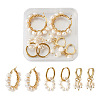 Kissitty 3 Pairs 3 Style Natural Pearl Beaded Hoop Earrings for Girl Women EJEW-KS0001-02-22