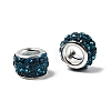 Polymer Clay Rhinestone European Large Hole Beads with Silver Color Plated Brass Cores FPDL-R002-04-3