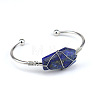 Natural Sodalite Wire Wrapped Cuff Bangles WG81AD5-02-1