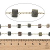 Handmade 304 Stainless Steel Indian Agate Beads Cube Link Chains CHS-B011-02G-02-3