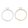 2Pcs 2 Colors Valentine's Day 304 Stainless Steel Heart Link Chain Anklets for Women AJEW-AN00801-3