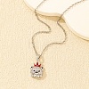 Brass Micro Pave Clear Cubic Zirconia and Enamel Bear with Red Crown Pendant Necklaces for Women WGF3CC5-02-2
