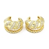 Rack Plating Brass Micro Pave Cubic Zirconia Cuff Earrings for Women KK-Z038-24G-1
