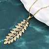 304 Stainless Steel Leaf Pendant Necklaces NJEW-H059-29B-G-3