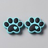 Dog Paw Print Food Grade Eco-Friendly Silicone Beads SIL-WH0008-45C-1