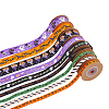 9Pcs 9 Styles Halloween Printed Polyester Grosgrain Ribbon OCOR-WH0085-74-1