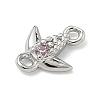 Brass Pave Cubic Zirconia Fish Connector Charms KK-G548-17P-3