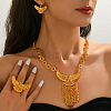 Luxury Brass Eagle Tassel Earrings & Necklaces & Rings Sets for Wedding and Formal Occasions NP5518-4