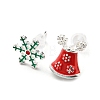 Christmas Theme Brass Asymmetrical Earrings EJEW-D062-01C-S-1