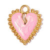 304 Stainless Steel with Pink Enamel Pendants SA-OY001-29G-1